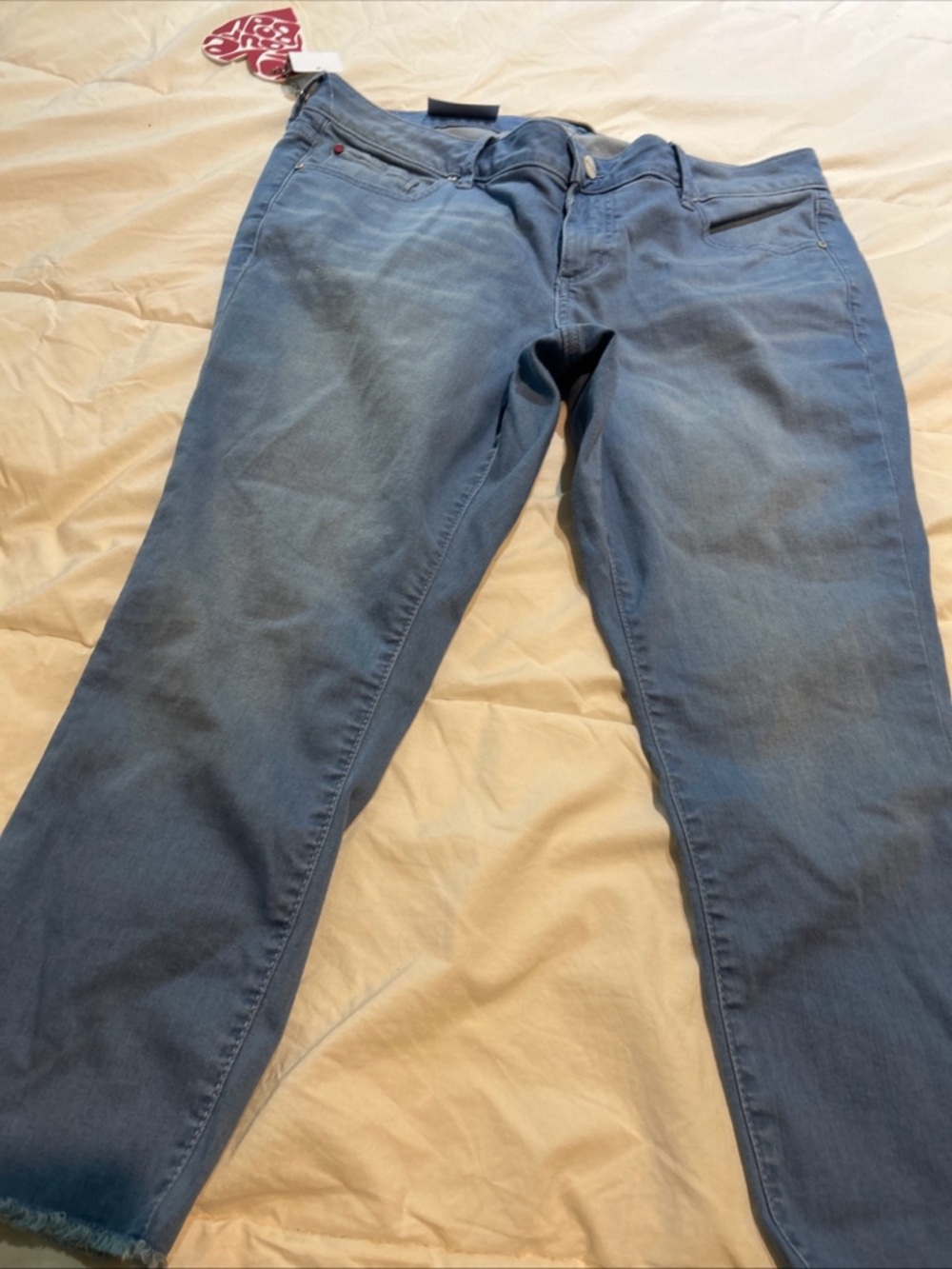 Slink Jeans High Rise Curvy   Cropped Sz 16 New Light Wash Stretch Un Hemmed
